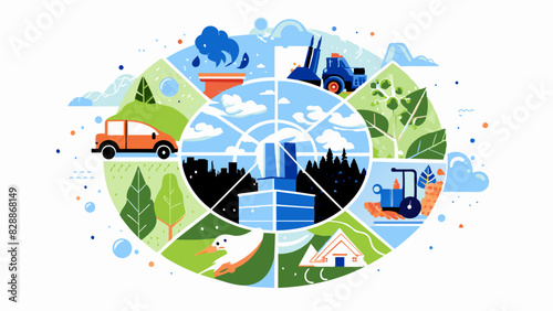 Sustainable Earth: Eco-Friendly Lifestyle and Renewable Energy Vector Illustration
