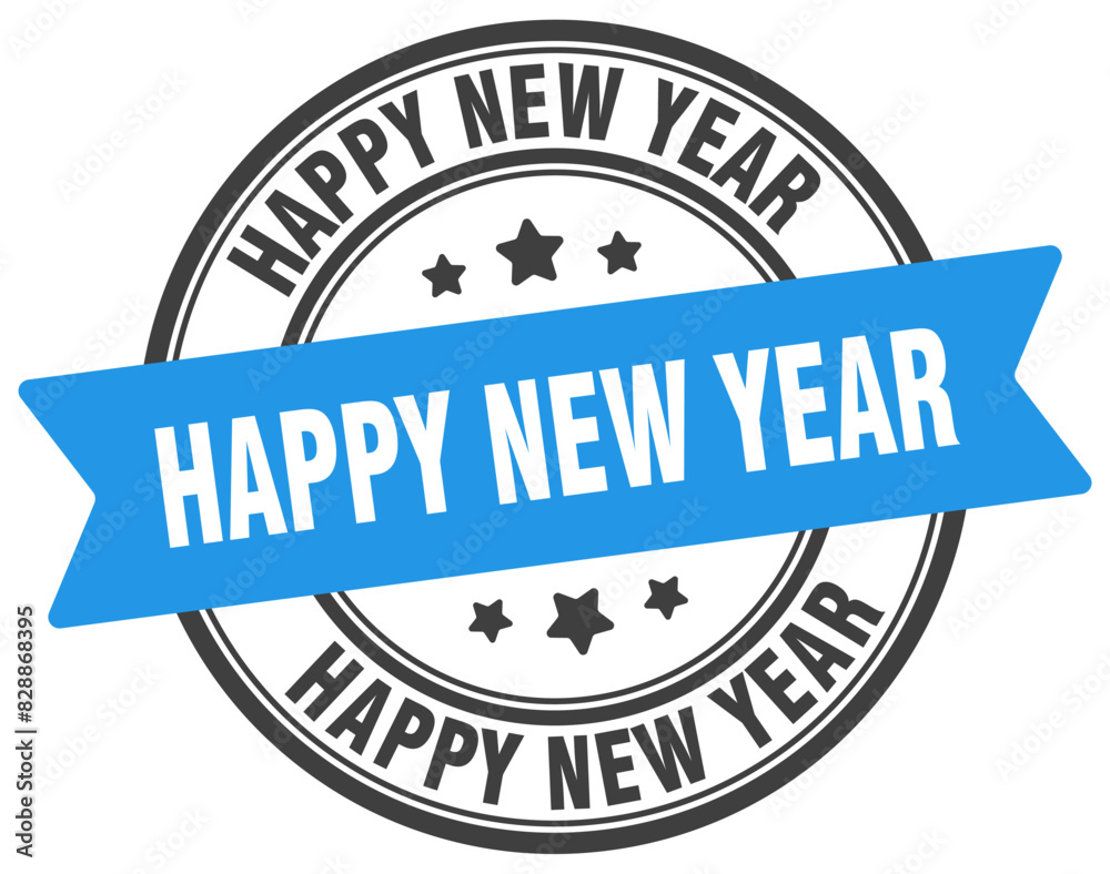 Fototapeta premium happy new year stamp. happy new year label on transparent background. round sign