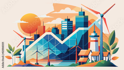 Sustainable Energy Growth: Abstract Economy and Environment Illustration