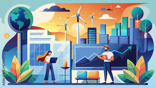 Sustainable Global Business Growth Strategy Illustration
