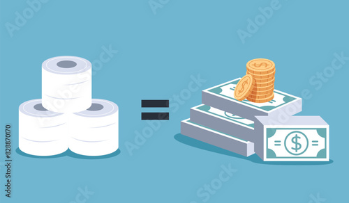 Toilet paper price isolated concept. Vector flat graphic design illustration