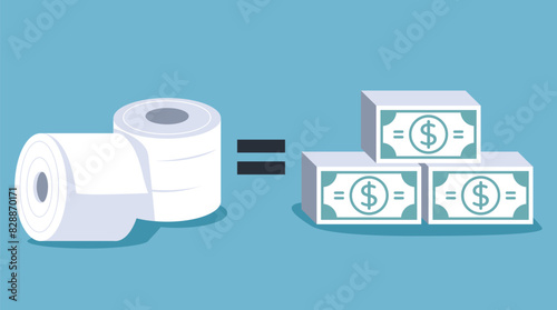 Toilet paper price isolated concept. Vector flat graphic design illustration