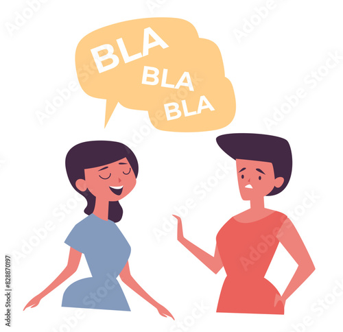 Uninteresting confused bored talk dialogue isolated concept. Vector flat graphic design illustration
