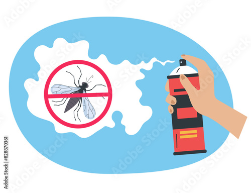 Mosquito anti spray insect protection pest control concept. Vector graphic design illustration
