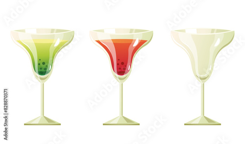 Set of cocktail glass drink alcohol isolated concept. Vector graphic design illustration