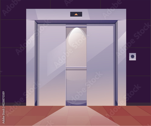 Opening and closing elevators doors. Design graphic element illustration	