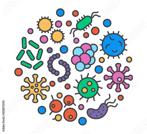 Bacteria microorganism bacillus round isolated concept. Vector graphic design illustration
