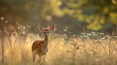 Young fallow deer in a meadow photo
