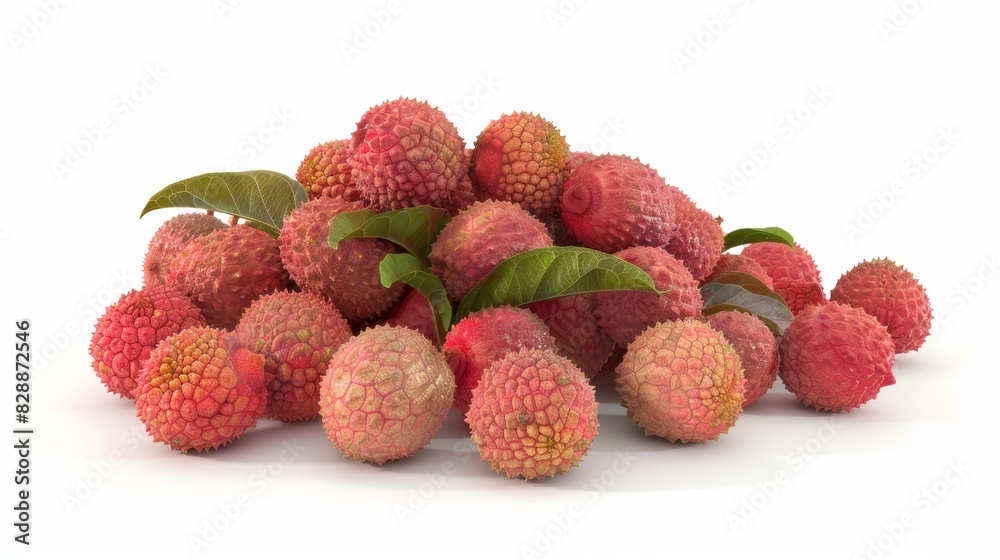 Fresh Lichees on White Background Generative AI Fresh Lichees on White Background Generative AI