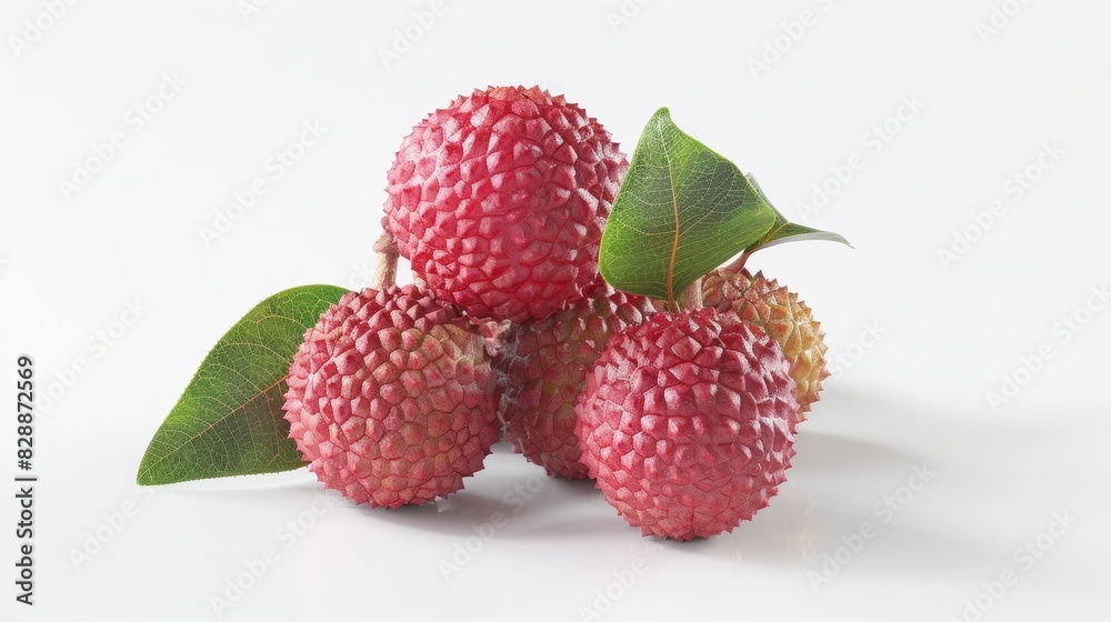 Fresh Lichees on White Background Generative AI Fresh Lichees on White Background Generative AI