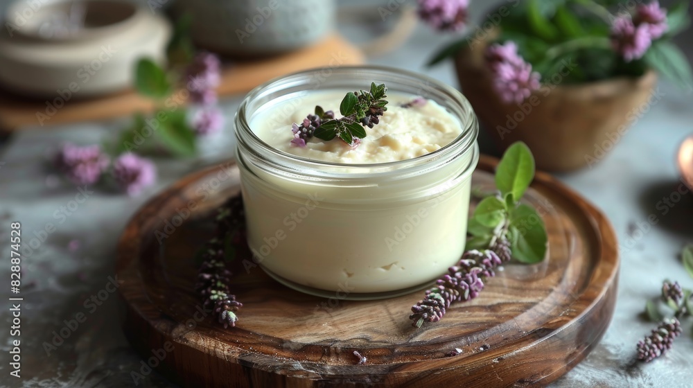 Fresh Homemade Yogurt in a Glass Jar Generative AI Fresh Homemade Yogurt in a Glass Jar Generative AI