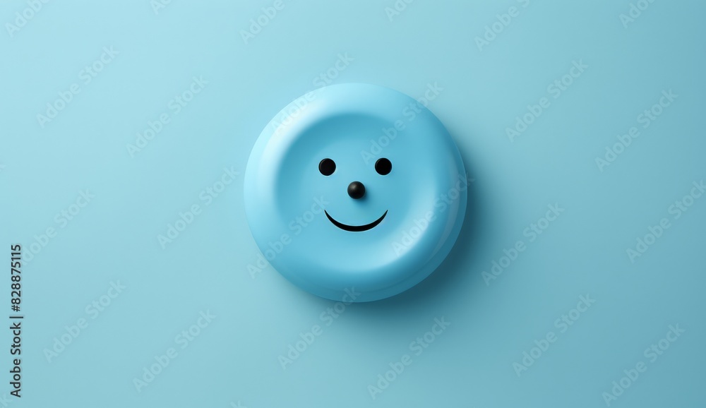 Monochromatic Blue Smiley Button Monochromatic Blue Smiley Button