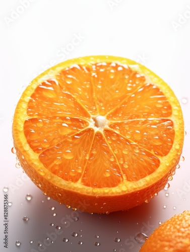 Fresh Orange with Water Droplets on White Background Generative AI