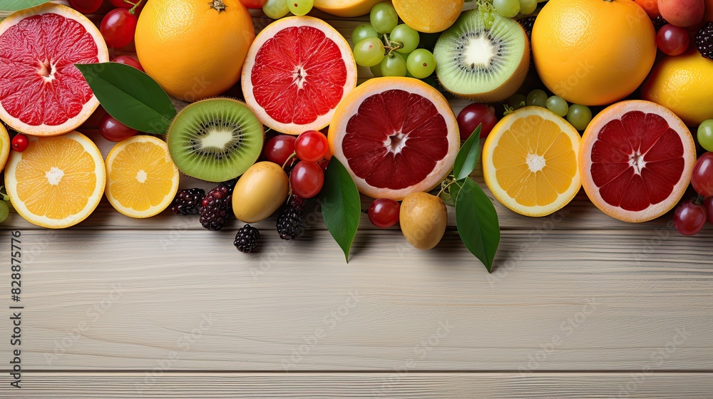 Fruit background with empty space for advertising. Multifruits on the table, wooden background. Juicy ripe fruits with vitamins. Healthy nutrition, diet, diabetes. Sale of fruits. Vitamin complex. Fruit background with empty space for advertising. Multifruits on the table, wooden background. Juicy ripe fruits with vitamins. Healthy nutrition, diet, diabetes. Sale of fruits. Vitamin complex.