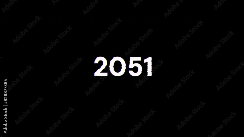 2051 text with screen effects of technological failures. Spectacular screen glitch with various kinds of interference. Looped 2051 text with screen effects of technological failures. Spectacular screen glitch with various kinds of interference. Looped