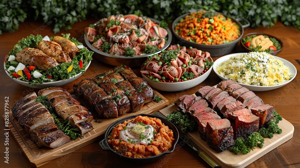 A table set for an Eid feast with traditional dishes A table set for an Eid feast with traditional dishes