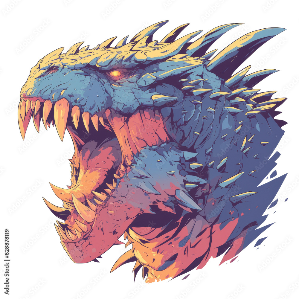 Fototapeta premium illustration of a dragon head with sharp teeth and sharp teeth.
