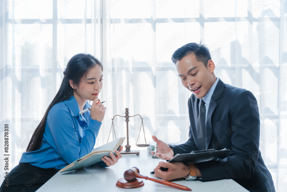 Consultation and conference of lawyers and professional businessman working and discussion having at law firm in office. Concepts of law, Judge Consultation and conference of lawyers and professional businessman working and discussion having at law firm in office. Concepts of law, Judge