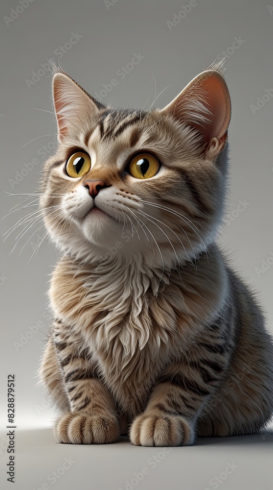 Cute furry cat with bright eyes sits on the floor in a portrait pose Cute furry cat with bright eyes sits on the floor in a portrait pose