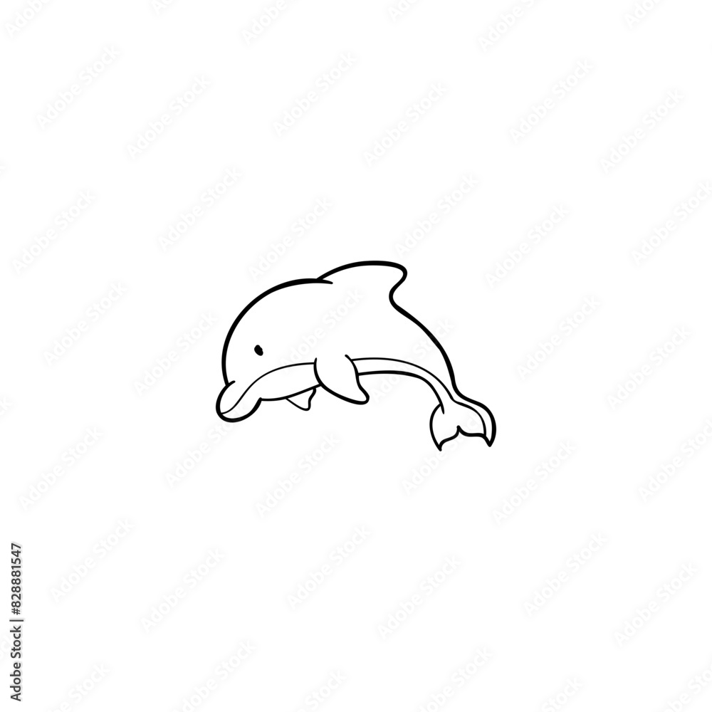 Cute drawing of a dolphin illustration. Suitable for stickers, posters, invitation cards and wildlife infographics