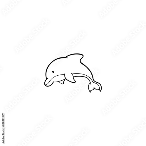 Cute drawing of a dolphin illustration. Suitable for stickers, posters, invitation cards and wildlife infographics