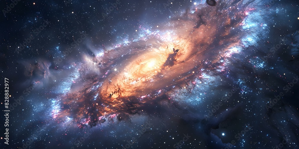 Obraz premium Vivid galaxy cloud showcasing celestial wonders through the lens of astronomy. Concept Astronomy, Galaxy Cloud, Celestial Wonders, Vivid Showcase