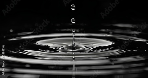 drop water, ripple effect, circles water, water drops falling from close range forming uniform waves on the surface