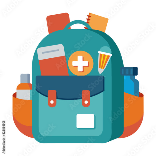 backpack with medicines without background