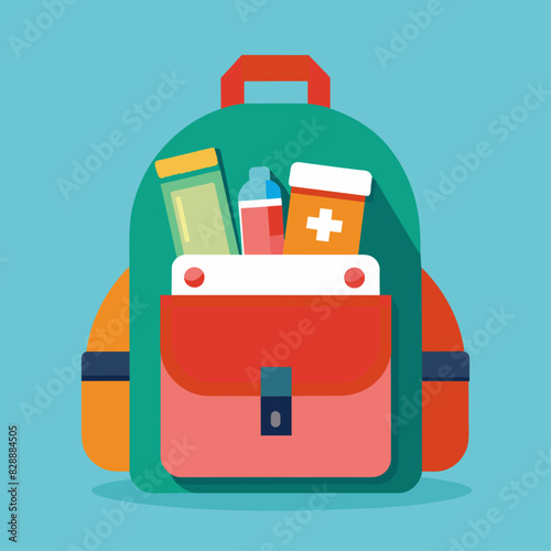 backpack with medicines without background
