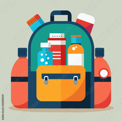 backpack with medicines without background