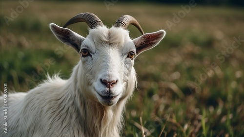 Close up of Male Goat with blur defocused background