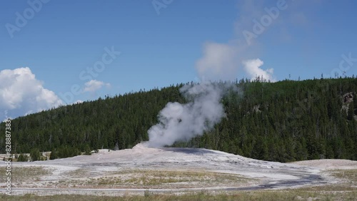 Old Faithful Geyser Erupting on August 27, 2023, Yellowstone, USA