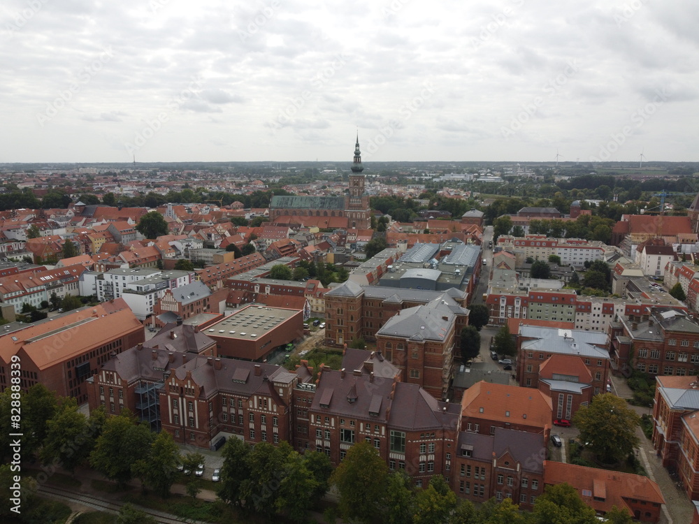 Drohnenaufnahme von Greifswalder Innenstadt Drohnenaufnahme von Greifswalder Innenstadt