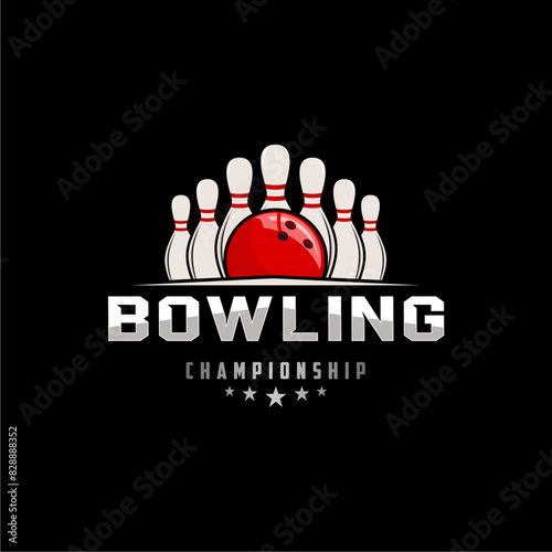 professional bowling tournament badge logo design