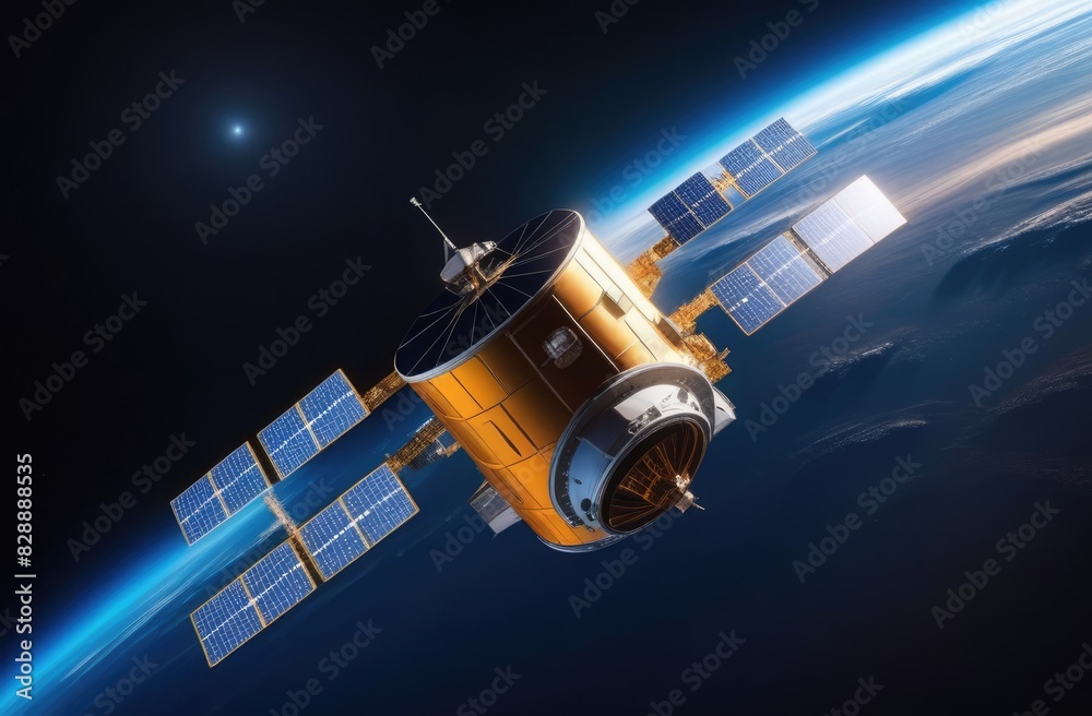 Satellite of planet Earth in space. View of the globe from orbit. Satellite of planet Earth in space. View of the globe from orbit.