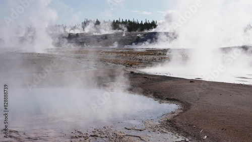 Misty Geysers in Yellowstone National Park, Wyoming - August 27, 2023