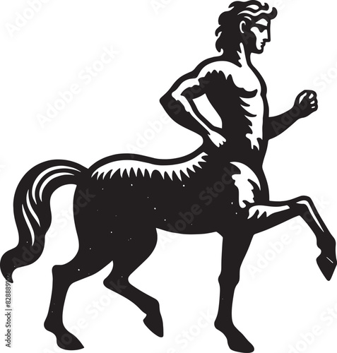 Ancient Greek mythical centaur. Vintage retro engraving illustration. Black icon, logo, label. isolated element.
