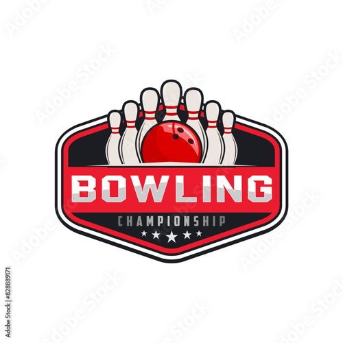 professional bowling tournament badge logo design