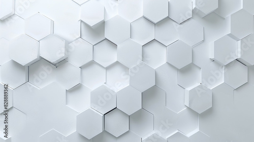 White Hexagonal abstract wall background with light color.