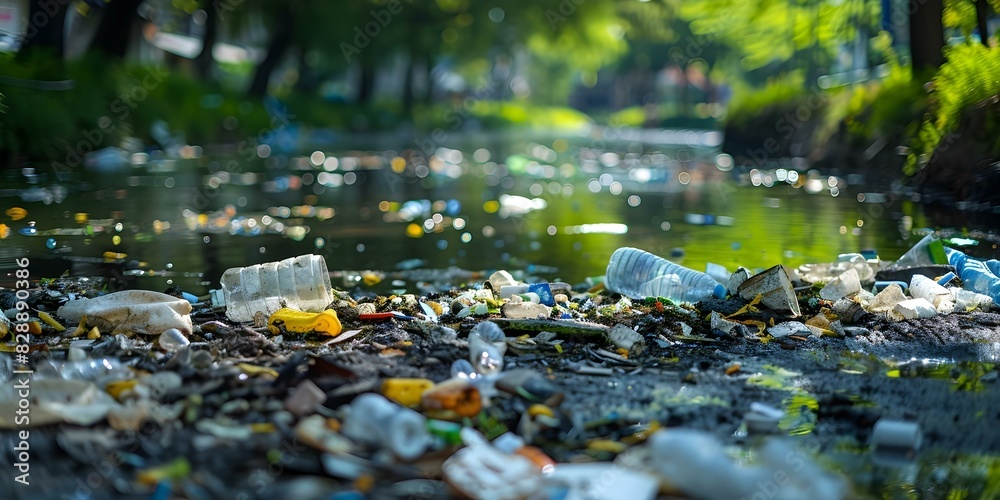 Plastic waste pollutes environment harming ecology and creating