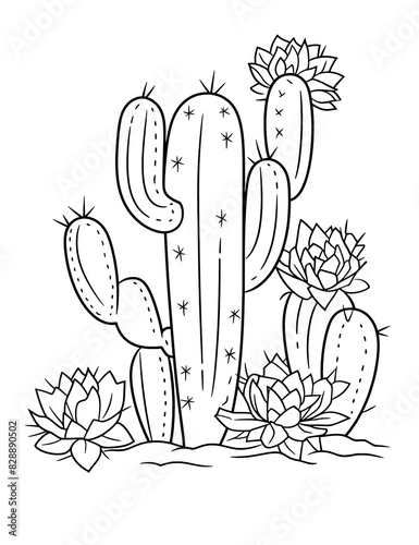 cactus flower coloring pages for kids and adults