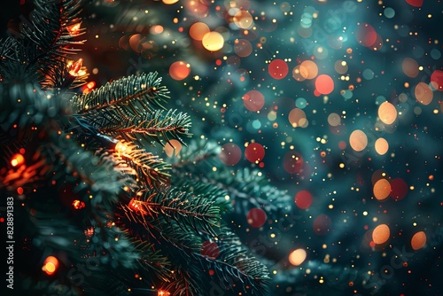 Abstract Sparkling Christmas lights Illuminating the Season with Bokeh Background