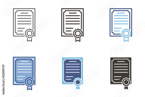 Certificate diploma award document icon. Vector graphic elements. Achievement and success