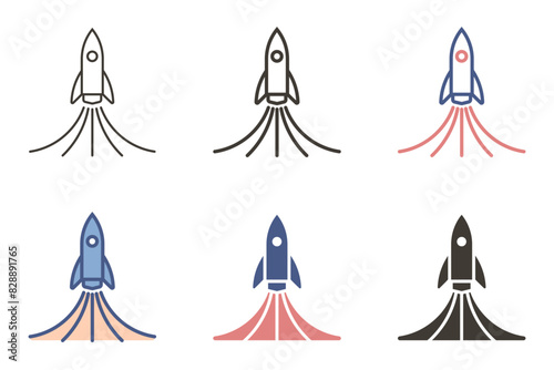 Rocket launch icon. Vector graphic elements for startups, business and marketing strategies, spaceship liftoff