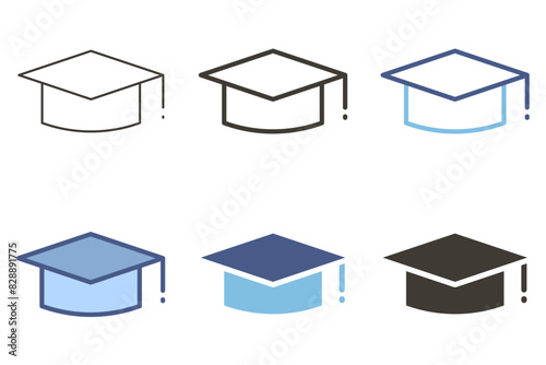Academic graduation hat cap mortarboard icon. Vector graphic elements for education, school and university success