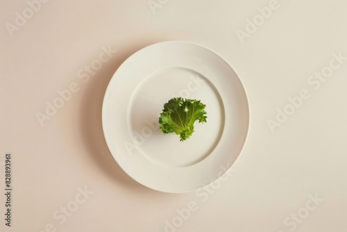 A simple white plate with a small portion of healthy food symbolizing portion control against a clean neutral background