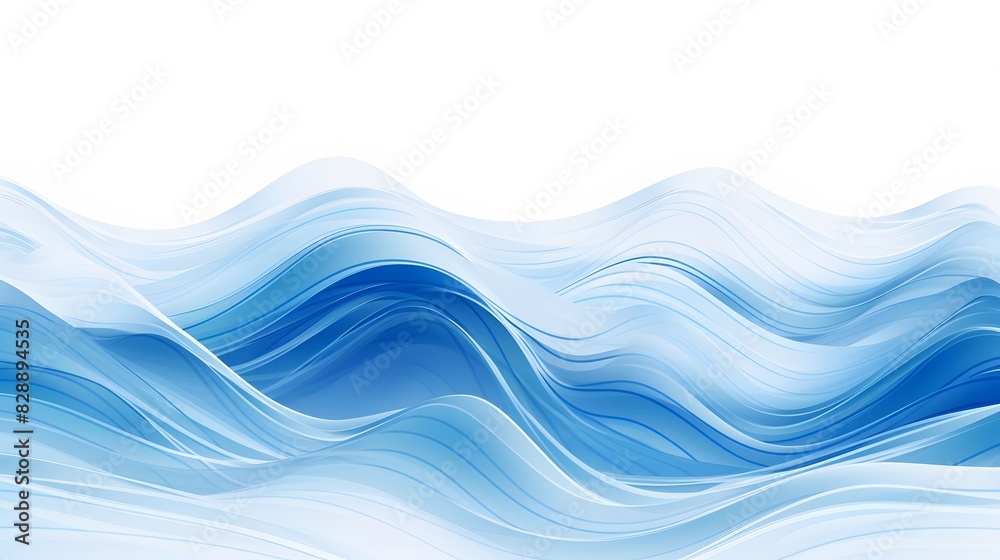 Obraz premium Ocean water surface waves isolated on white background. Generative AI.