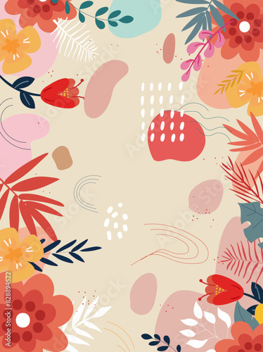 Colorful geometric plant vector background