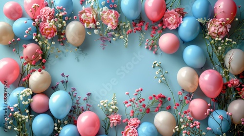 Bunch of Balloons and Confetti on Pink Background