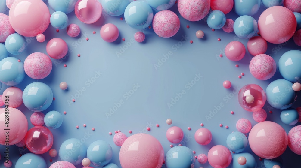 Vibrant Blue and Pink Background With Balloons and Confetti Vibrant Blue and Pink Background With Balloons and Confetti